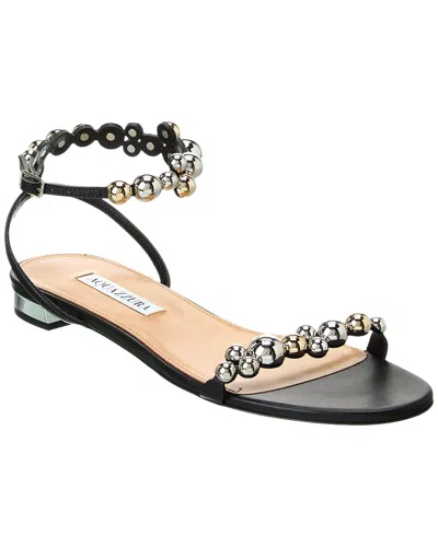 Aquazzura Bubbles Leather Sandal In Black