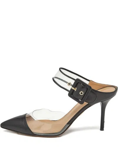 Pre-owned Aquazzura Buckle-detail Leather Sandals In Black