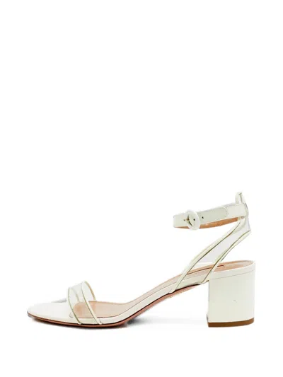 Pre-owned Aquazzura Buckled Ankle Strap Sandals In White