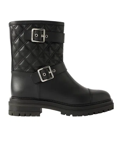 Aquazzura Buckled Quilted Leather Ankle Boots In Black