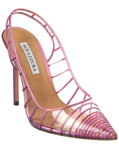 Aquazzura Call Me 105 Vinyl & Leather Slingback Pump In Pink