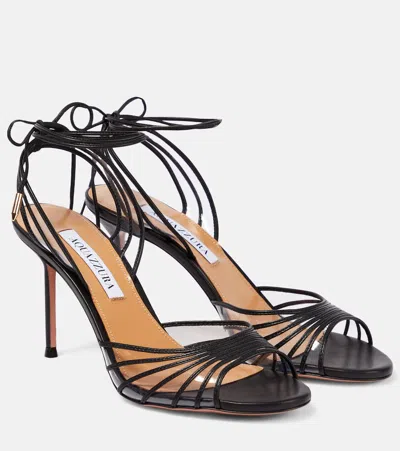 Aquazzura Call Me Sandal 85 Leather Peep-toe Sandals In Black