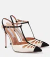 Aquazzura Camille 105 Suede-trimmed Cutout Leather Point-toe Pumps In White