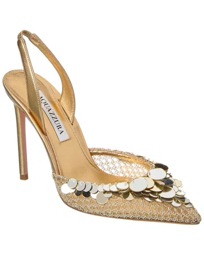 Aquazzura Can Can 105 Leather Slingback Pump In Gold