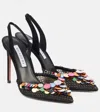 Aquazzura Can Can 105 Sequined Mesh And Suede Slingback Pumps In Black
