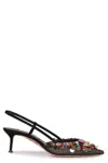 Aquazzura Can Can 105 Sequined Mesh And Suede Slingback Pumps In Black