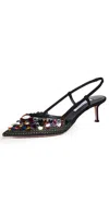 Aquazzura Can Can 105 Sequined Mesh And Suede Slingback Pumps In Black