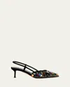 Aquazzura Can Can 105 Sequined Mesh And Suede Slingback Pumps In Black