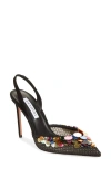 Aquazzura Can Can 105 Sequined Mesh And Suede Slingback Pumps In Black