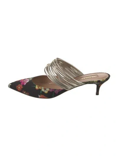 Pre-owned Aquazzura Canvas Floral Print Mules In Multi