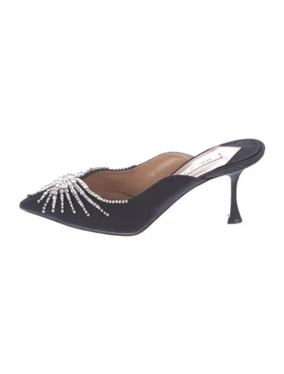 Pre-owned Aquazzura Canvas Mules In Blue