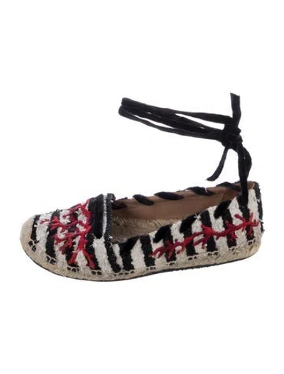 Pre-owned Aquazzura Canvas Patterned Espadrilles In Blue
