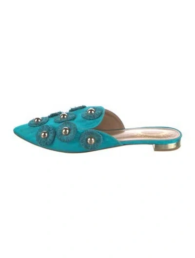 Pre-owned Aquazzura Canvas Polka Dot Print Mules In Multi
