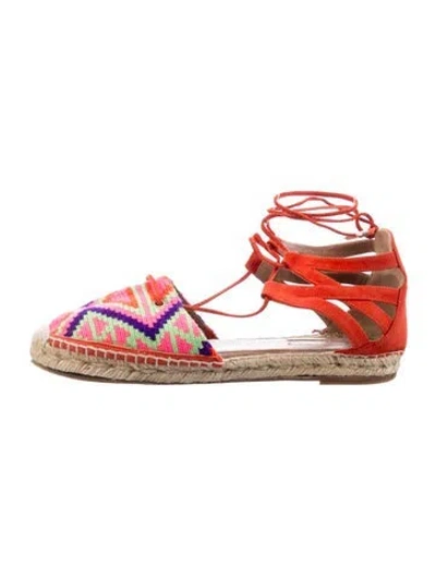 Pre-owned Aquazzura Canvas Printed Espadrilles In Orange