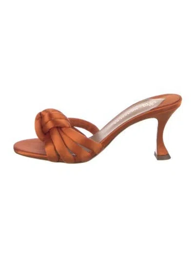 Pre-owned Aquazzura Canvas Slides In Orange
