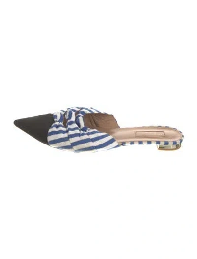 Pre-owned Aquazzura Canvas Striped Mules In Blue