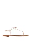 Aquazzura 5mm Capri Mirror Leather Flat Sandals In Gold