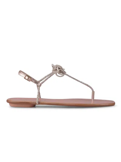 Aquazzura 5mm Capri Mirror Leather Flat Sandals In Grey