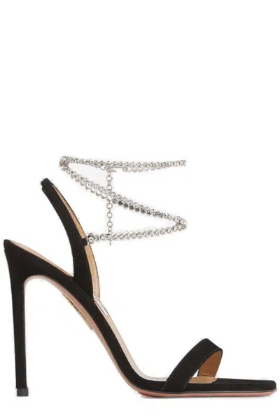 Aquazzura Careless Whisper Ankle Strap Embellished Sandals In Black