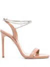 Aquazzura Whisper Sandal 105 Strap Embellished Square Toe In Pink