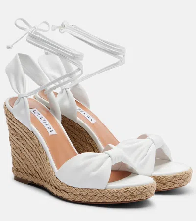 Aquazzura Carina Leather Espadrille Wedges In White