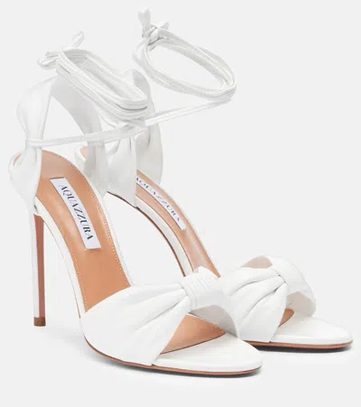 Aquazzura Carina Leather Sandals In White