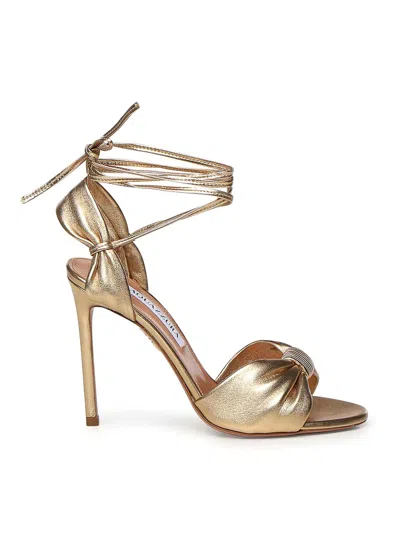 Aquazzura Carina Metallic Leather Sandals In Gold