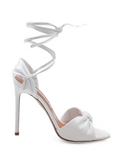 Aquazzura Carina Tie-fastening Leather Sandals In White