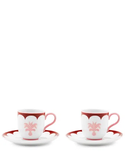 Aquazzura Casa Jaipur Coffee Cups And Saucers (set Of Two) In Red