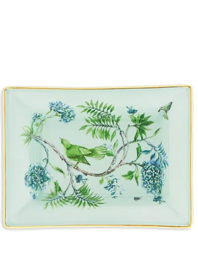 Aquazzura Casa Secret Garden Porcelain Tray In Green