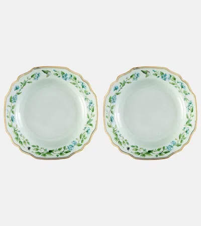 Aquazzura Casa Secret Garden Soup Plates (set Of Two) In Green