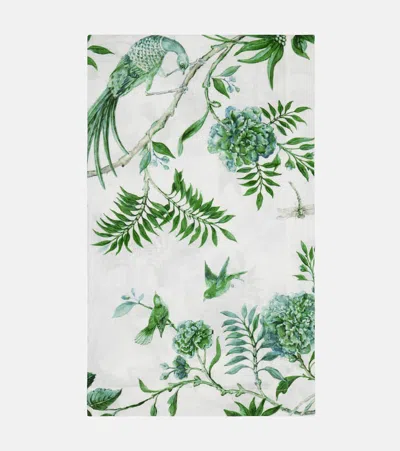 Aquazzura Casa Secret Garden Small Linen Tablecloth In Green