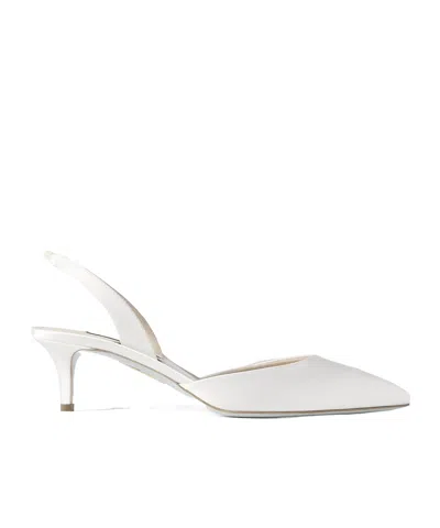 Aquazzura Casual Satin Kittenheel Pumps In White