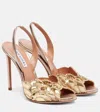 Aquazzura 105mm Ce Soir Sequined Leather Slingback Sandals In Gold