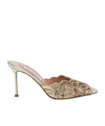 Aquazzura Ce Soir Embellished Mules In Multi
