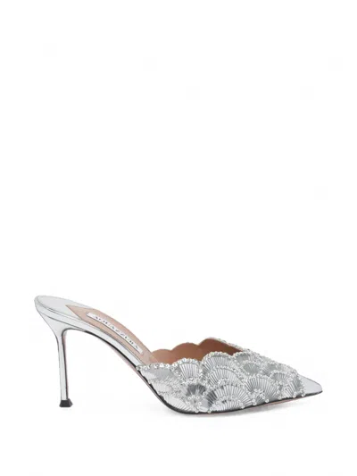 Aquazzura Ce Soir Mules 85 In Silver