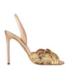 Aquazzura 105mm Ce Soir Sequined Leather Slingback Sandals In Gold