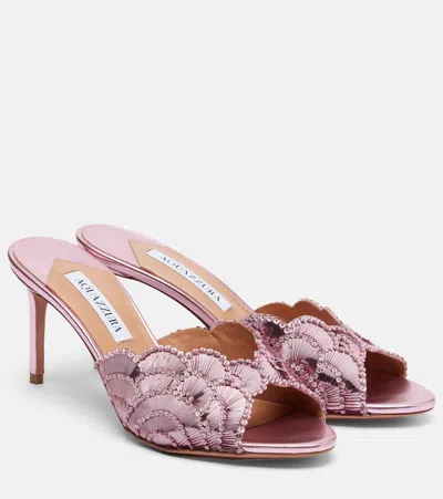 Aquazzura Ce Soir Sequined Mules In Pink