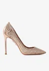 Aquazzura 105 Metallic Leather-trimmed Chantilly Lace Pumps