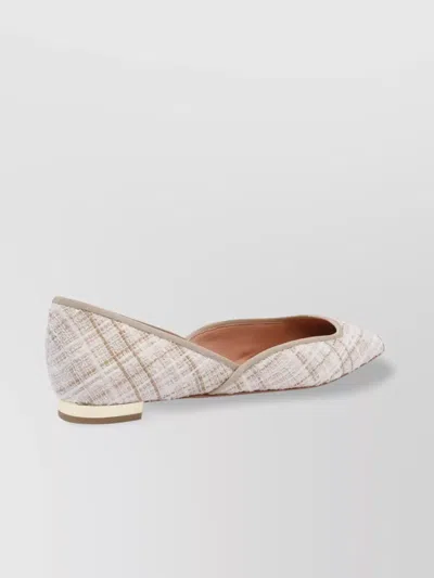 AQUAZZURA CHECK TWEED POINTED TOE BALLET FLATS