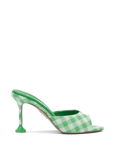 Aquazzura Canvas & Leather Sandal In Green