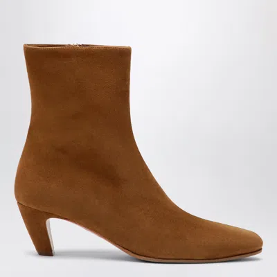 Aquazzura Chestnut Sloan Suede Mini Ankle Boots In Brown