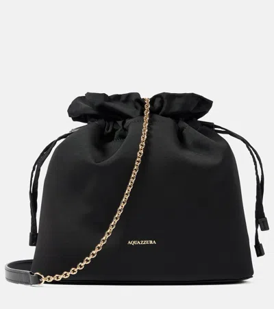 Aquazzura Christy Grosgrain Pouch With Strap In Black