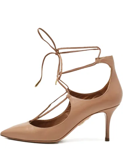 Pre-owned Aquazzura Christy Leather Pumps In Neutral