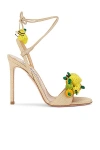 Aquazzura Citrus Punch Embellished Raffia Sandals In Lino