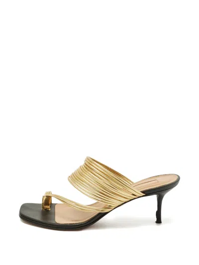 Pre-owned Aquazzura Coiled Leather Sandals In Gold