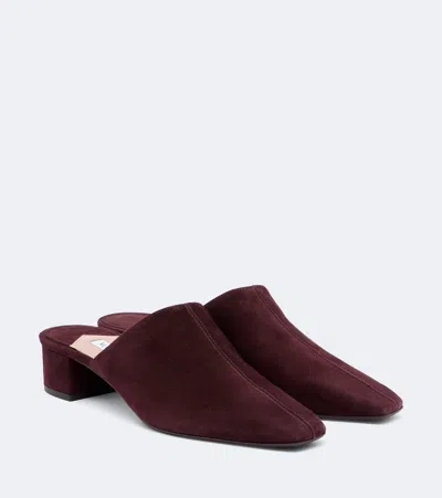 Aquazzura Colbert Suede Mules In Burgundy