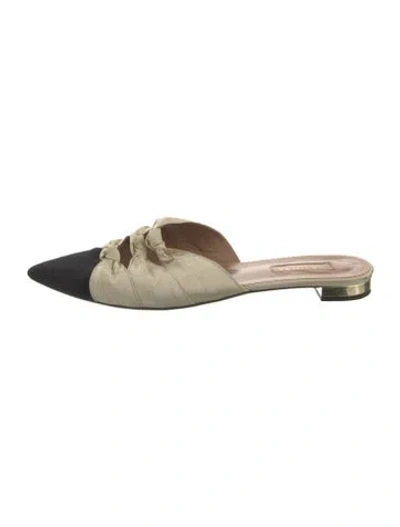 Pre-owned Aquazzura Colorblock Pattern Grosgrain Trim Mules In Neutral