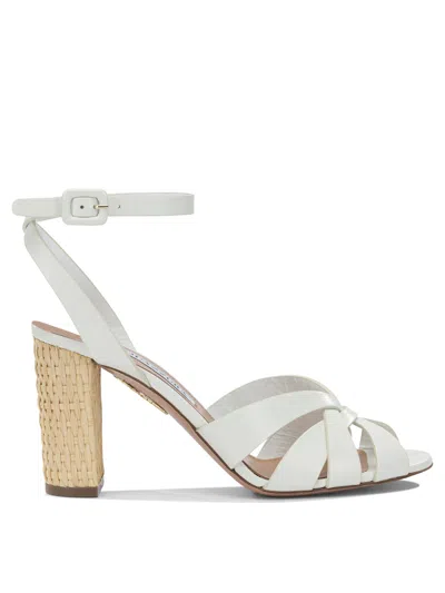 Aquazzura Copacabana 85mm White Calf Leather Calf Leather Heeled Sandals