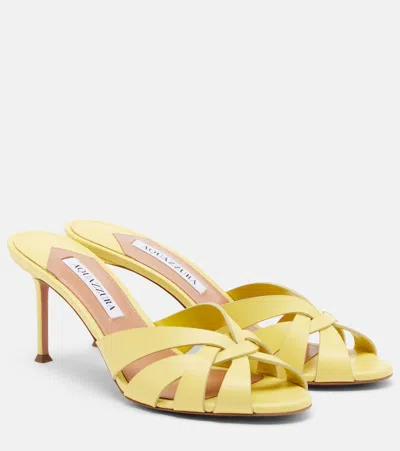 Aquazzura Copacabana Knotted Leather Sandals In Yellow